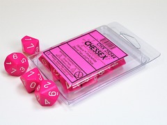 D10s 10-Dice Set CHX25244 - Opaque Pink/white