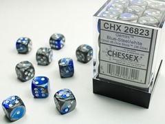 D6 12mm 36-Dice Block CHX26823 - Gemini Blue-Steel/white