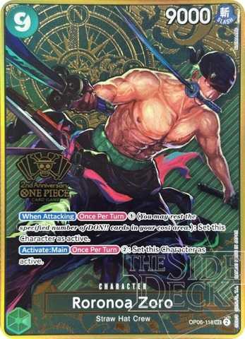 Roronoa Zoro (One Piece Japanese Version 2nd Anniversary Set) - OP06-118 - SR - Foil