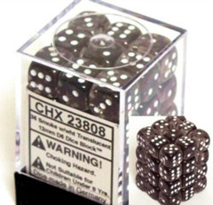 CHX 23808 Smoke w/White (36 Translucent 12mm Pipped d6 Dice Block)