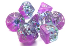 Old School RPG Dice Set: Infused - Mixed Stars W/Purple & Silver