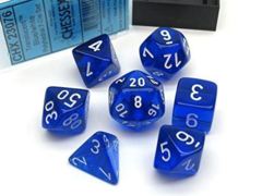 CHX 23076 Blue w/White Translucent Polyhedral 7-Die Set