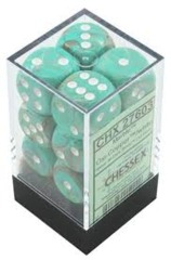 CHX 27603 Oxi-Copper w/White Dice Block (12 Marble 16mm Pipped d6 Dice