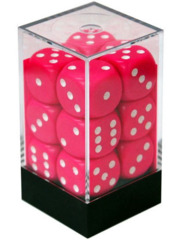 CHX 25644 Pink w/White Dice Block (12 Opaque 16mm Pipped d6 Dice)