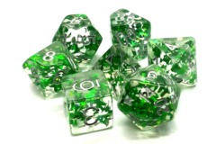 Old School RPG Dice Set: Infused - Green Butterfly W/Silver