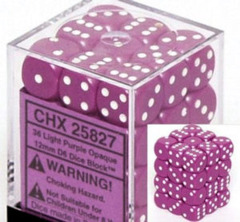 CHX 25827 Light Purple w/White (36 Opaque 12mm Pipped d6 Dice Block)