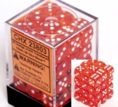 CHX 23803 Orange w/White (36 Translucent 12mm Pipped d6 Dice Block)