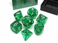 CHX23075 Green w/White Translucent Polyhedral 7-Die Set
