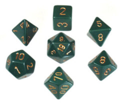 CHX25415 Dusty Green w/Gold Opaque Polyhedral 7-Die Set