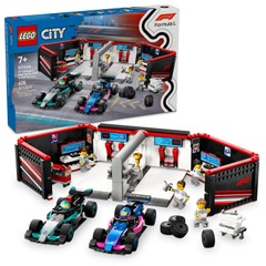 LEGO City - F1 Garage & Mercedes-AMG & Alpine Cars Toy - Model Race Car Building Toy Playset - 60444