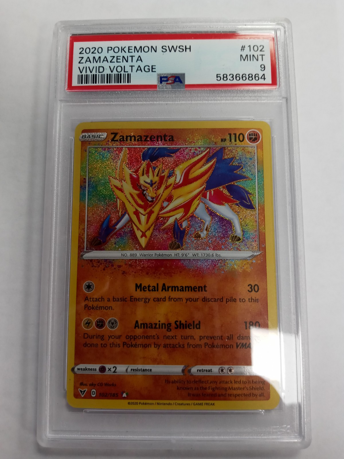 2020 Pokemon SWSH Zamazenta 102/185 - PSA 9