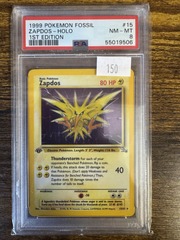 1999 Pokemon Fossil 1st Edition 15 Zapdos PSA 8 55019506