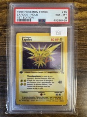 1999 Pokemon Fossil 1st Edition 15 Zapdos PSA 8 49286469
