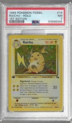 1999 Pokemon Fossil 14 Raichu Holo 1st Edition PSA 7 53566345