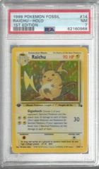 1999 Pokemon Fossil 14 Raichu Holo 1st Edition PSA 7 62160968