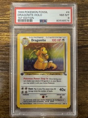 1999 Pokemon Fossil 4 Dragonite Holo 1st Edition PSA 8 80598574