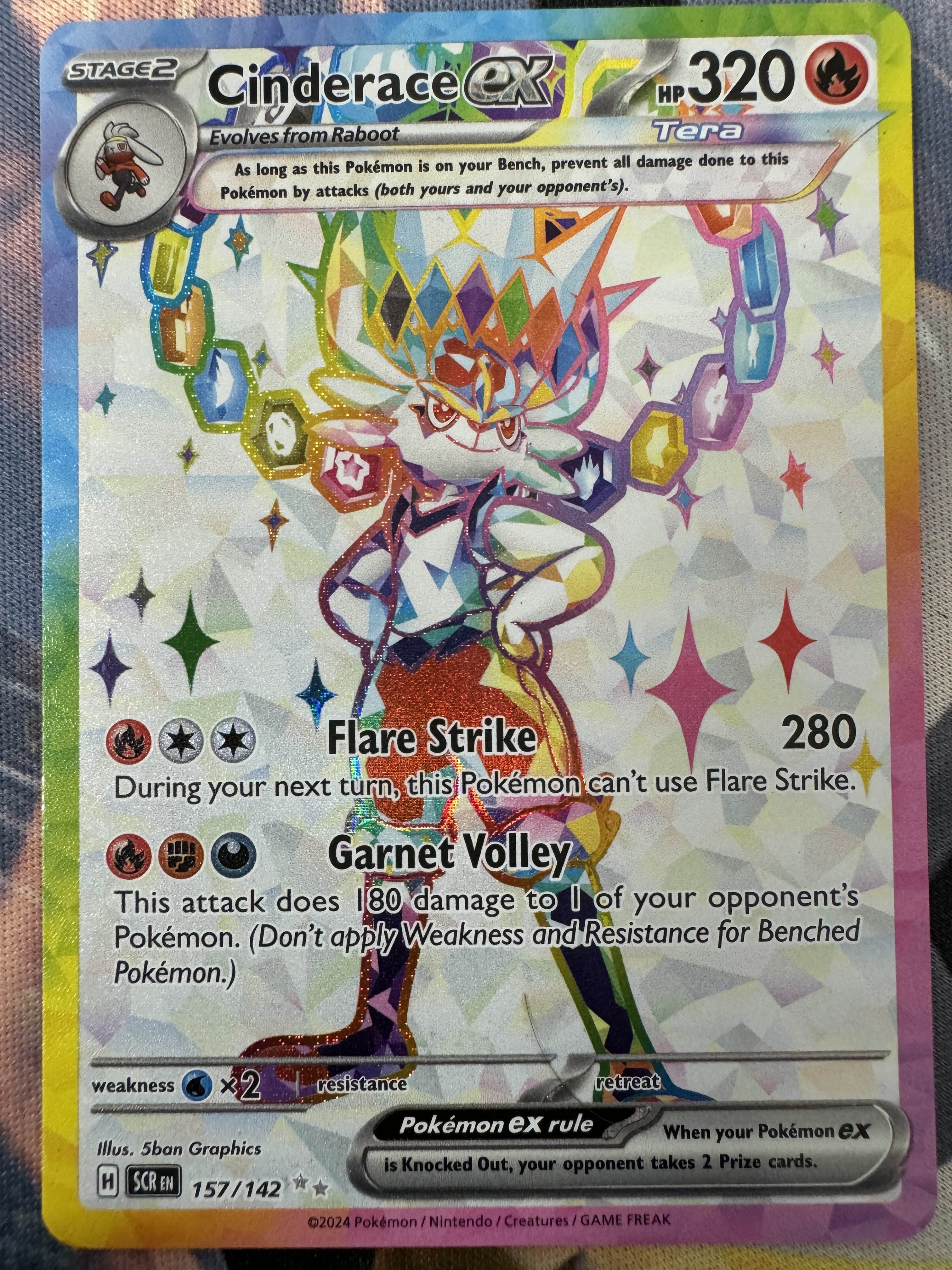 1x Cinderace ex - 157/142 - Full Art Ultra Rare NM-Mint