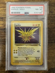 1999 Pokemon Fossil 15 Zapdos Holo PSA 8 57471081