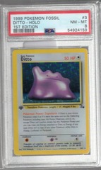 1999 Pokemon Fossil 3 Ditto Holo 1st Edition PSA 8 54924159