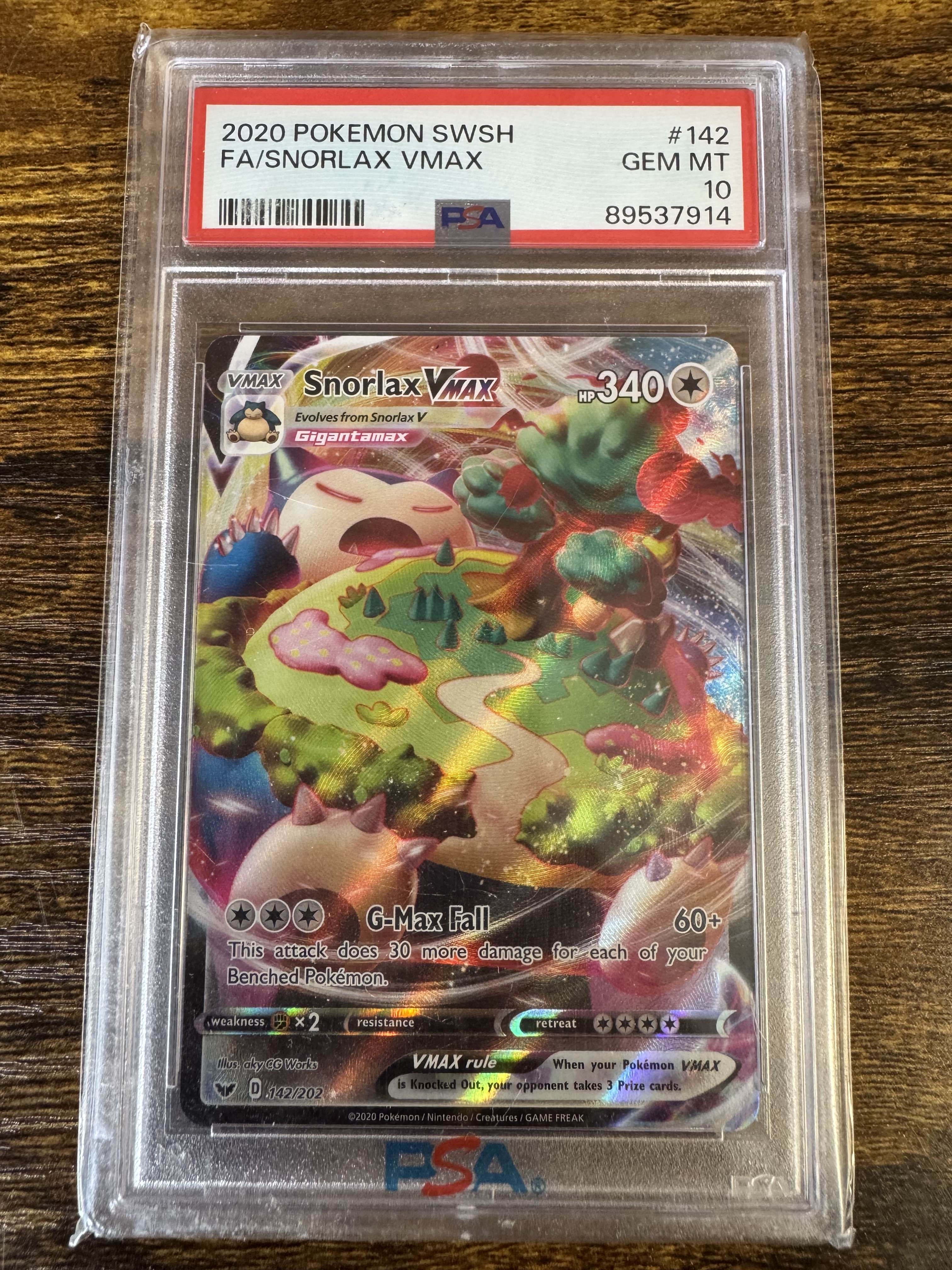 2020 Pokemon Sword & Shield 142 Snorlax VMAX PSA 10 89537914