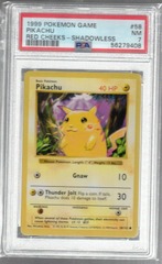 1999 Pokemon Game 58 Pikachu Red Cheeks Shadowless PSA 7 56279408