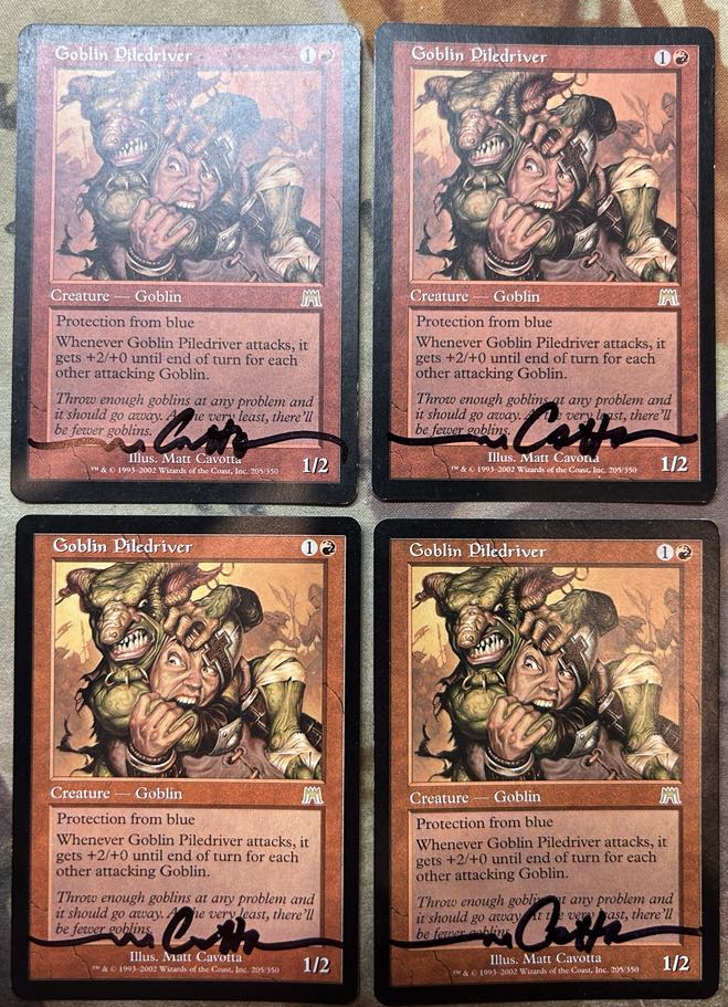 Goblin Piledriver x4 Signed Matt Cavotta Onslaught LP/MP