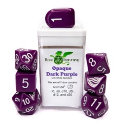 Opaque Dark Purple With White Numbers White - Set Of 7 Dice