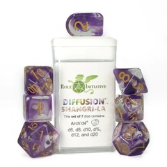 Diffusion Shangri-La With Gold Numbers - Set Of 7 Dice