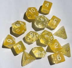 Diffusion Honey Lemon With White Numbers - Set of 7 Dice
