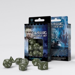 Classic RPG Dice Set - Olive & White
