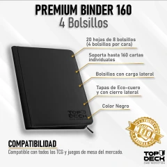 TOP DECK - Carpeta PREMIUM Binder 160 - Negra - 4 bolsillos - 20 hojas