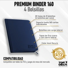 TOP DECK - Carpeta PREMIUM Binder 160 - Azul - 4 bolsillos - 20 hojas