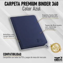 TOP DECK - Carpeta PREMIUM Binder 360 - Azul - 9 bolsillos - 20 hojas