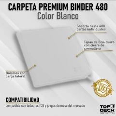 TOP DECK - Carpeta PREMIUM Binder 480 - Blanca - 12 bolsillos - 20 hojas