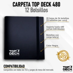 TOP DECK - Carpeta 480 - Negra - 12 bolsillos - 20 hojas