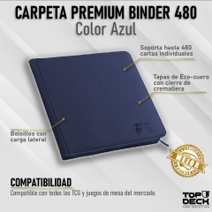 TOP DECK - Carpeta PREMIUM Binder 480 - Azul - 12 bolsillos - 20 hojas