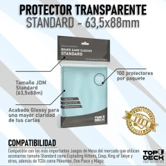 TOP DECK - Protector Transparente - Tamaño (Standard juegos de mesa)