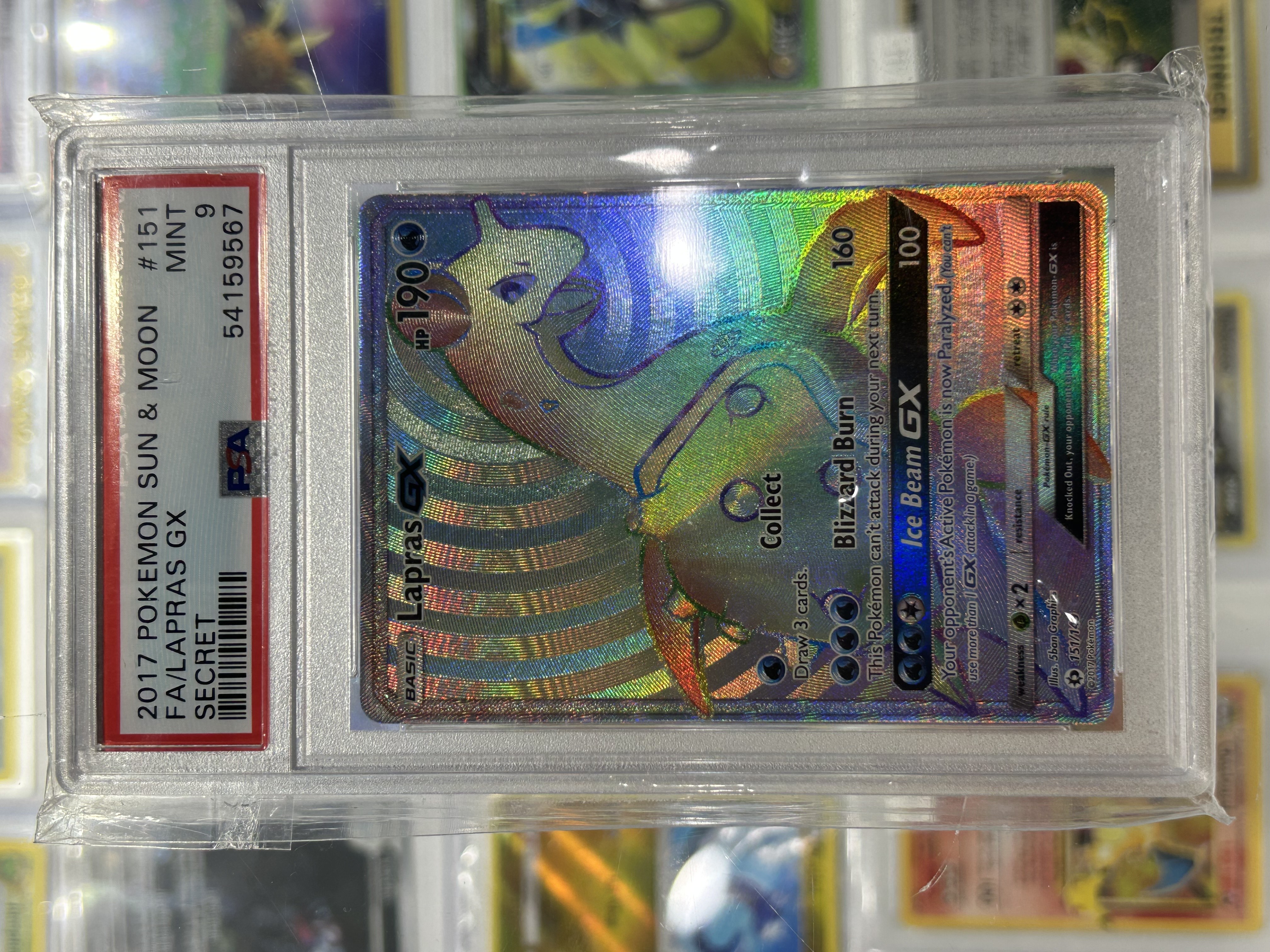 Pokemon Sun & Moon - Lapras GX - 151/149 - PSA 9