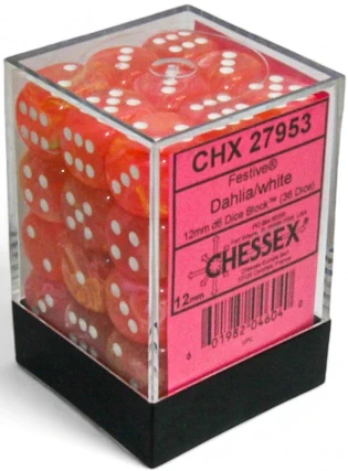 CHESSEX - FESTIVE 36D6 Dahlia/White 12MM
