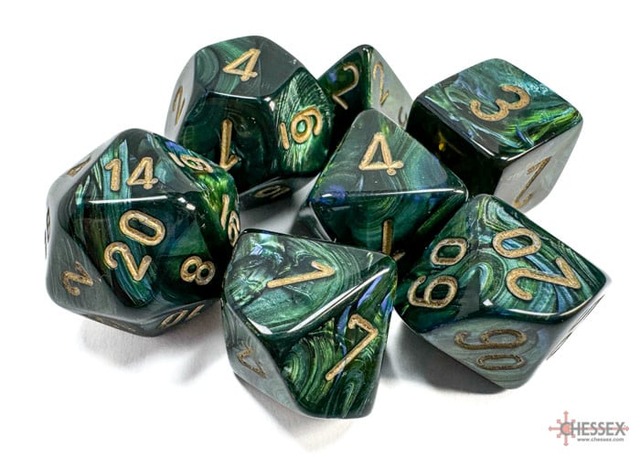 Scarab Mega-hedral 7-Die Set - Jade/Gold