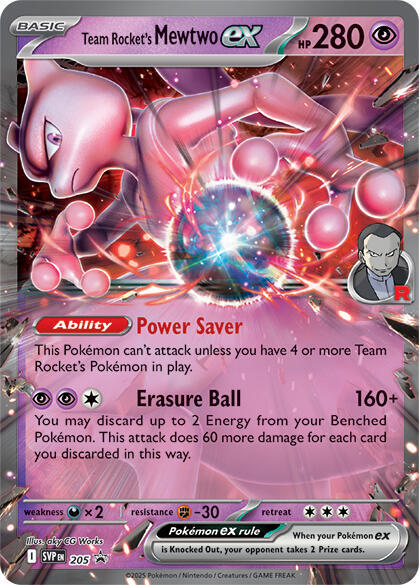 NM-Mint, English - 1 x Pokemon Team Rocket's Mewtwo ex - SVP205