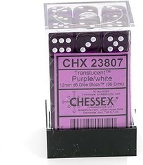 CHESSEX - TRANSLUCENT 36D6 PURPLE/WHITE 12MM