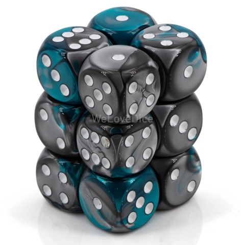 CHESSEX - GEMINI 12D6 STEEL-TEAL/WHITE 16MM
