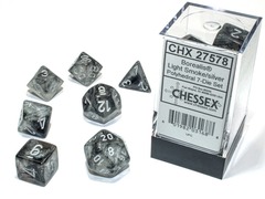 Borealis Polyhedral 7-Dice Set - Light-Smoke/Silver