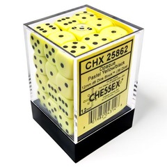 CHESSEX - OPAQUE 36D6 Pastel Yellow/Black 12MM