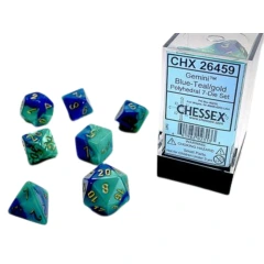 Gemini - Polyhedral 7-Dice Set - Blue-Teal/Gold