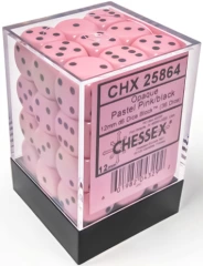 Opaque 12mm D6 Dice Block (36 dice)  - Pastel Pink/Black