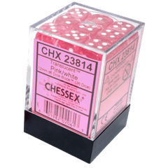 CHESSEX - TRANSLUCENT 36D6 PINK/WHITE 12MM