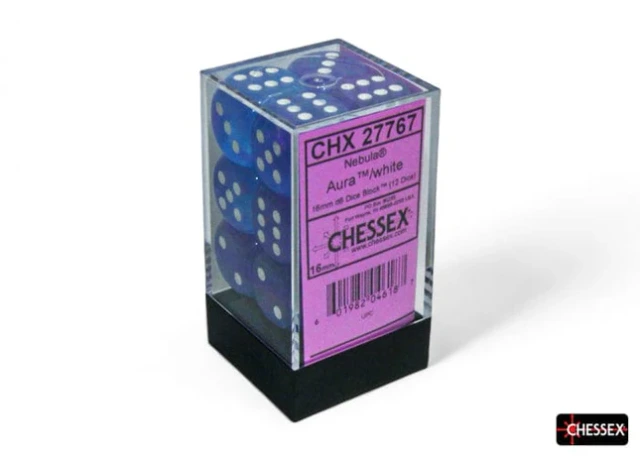 CHESSEX - Nebula 36D6 Aura/White 16MM