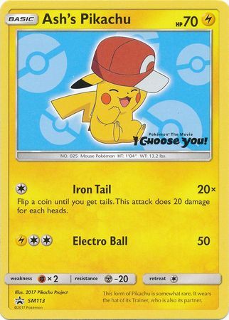Ashs Pikachu - SM113 - Non-Holo Promo